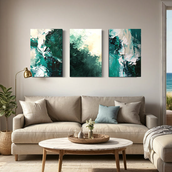 Emerald Whispers Set of 3 Wall Art - Blanq Canvas