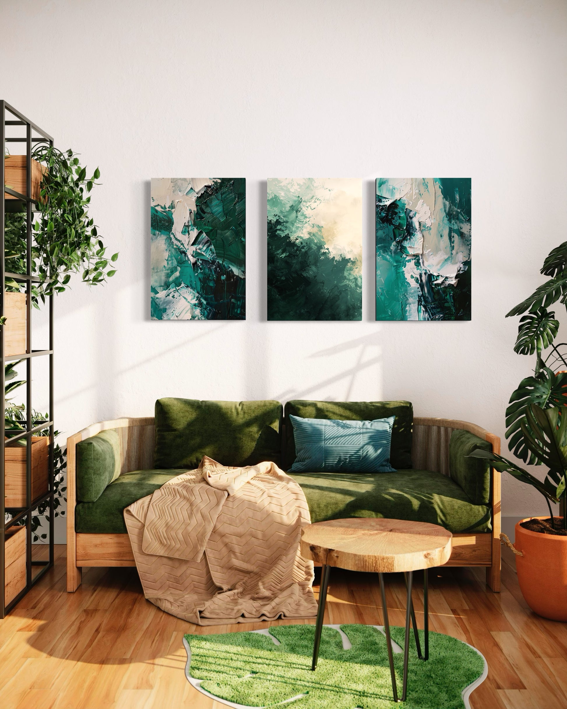 Emerald Whispers Set of 3 Wall Art