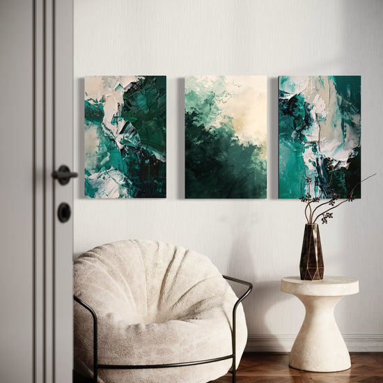 Emerald Whispers Set of 3 Wall Art