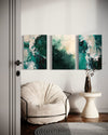 Emerald Whispers Set of 3 Wall Art