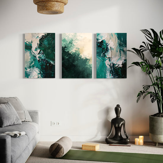Emerald Whispers Set of 3 Wall Art