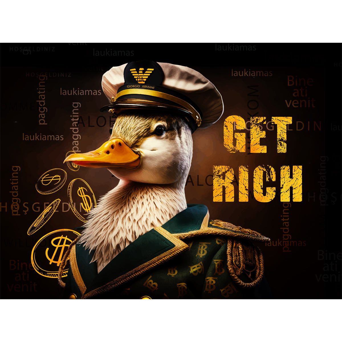 Get Rich Duck Trying Canvas 