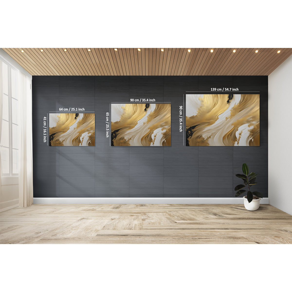Golden Simplicity Abstract Canvas - Blanq Canvas