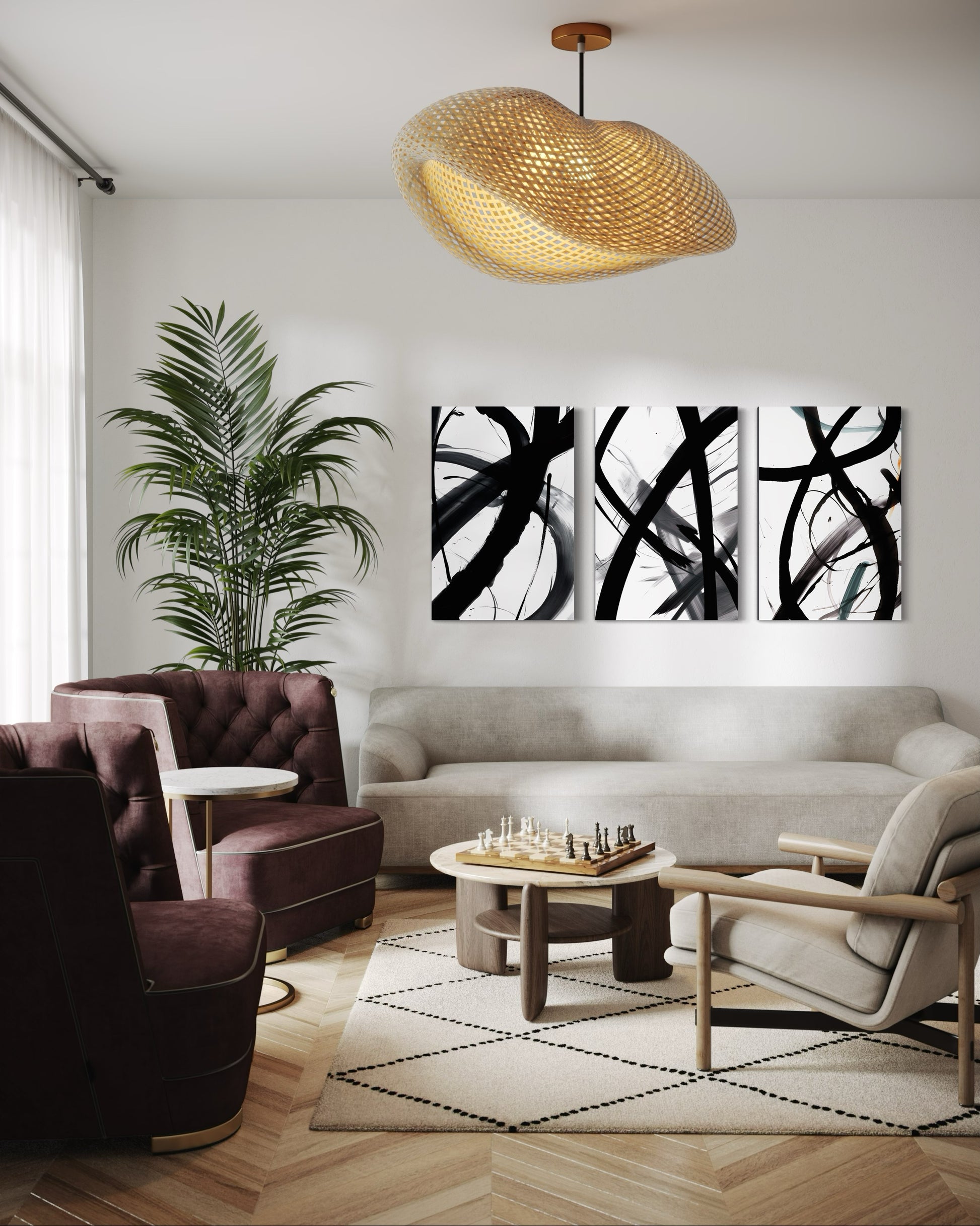 MIDNIGHT MOTION SET OF 3 WALL ART 