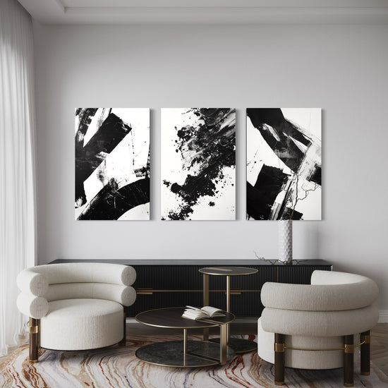 Noir Blanc Set of 3 Wall Art - Blanq Canvas