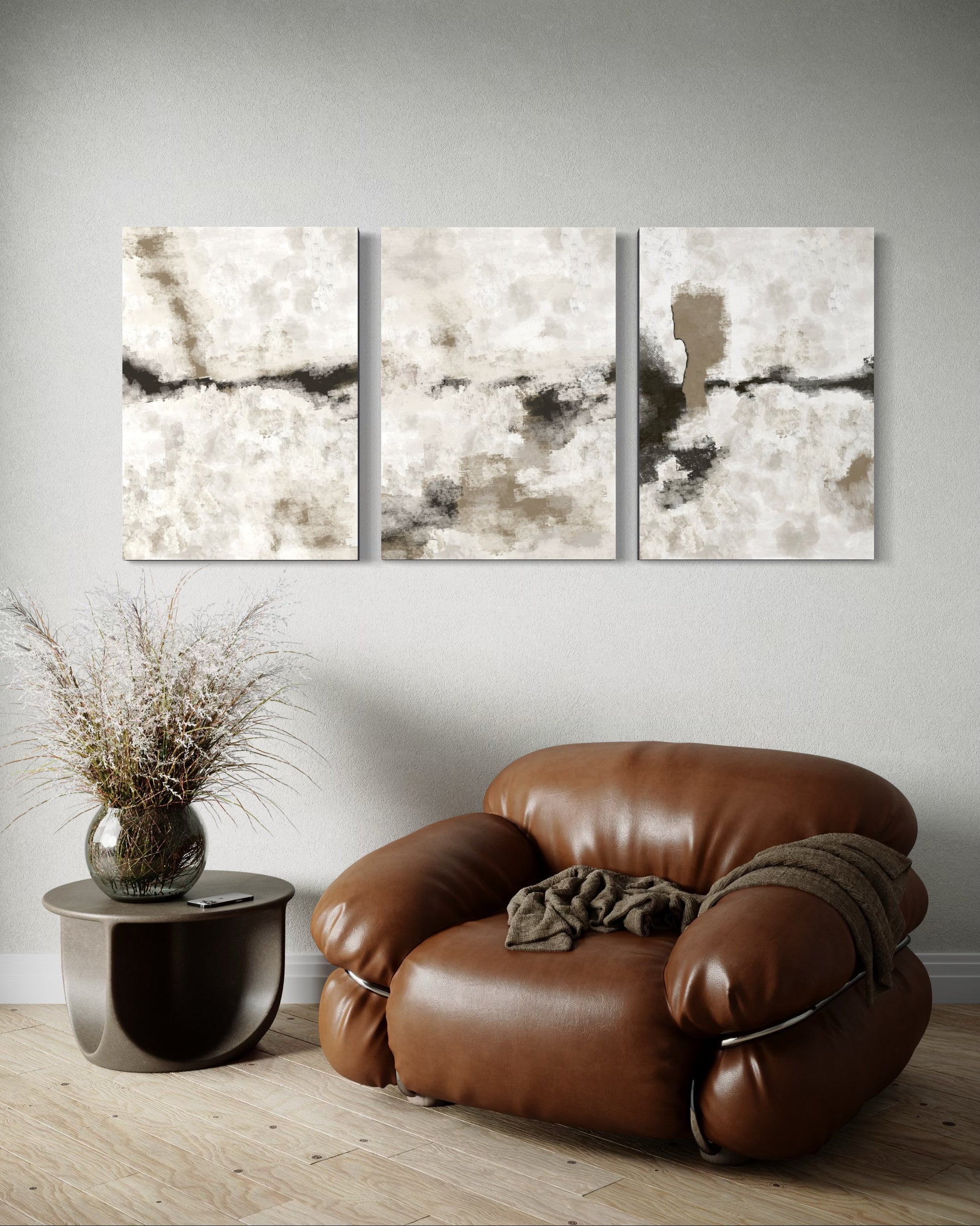 Silver Clouds Set Of 3 Wall Art 