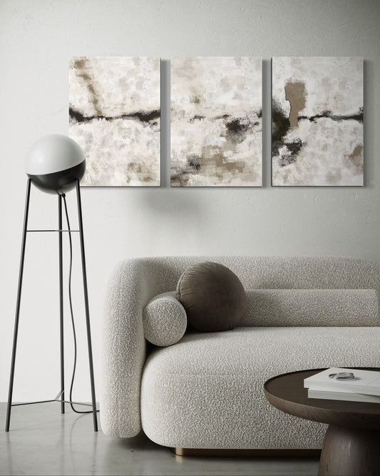Silver Clouds Set Of 3 Wall Art 