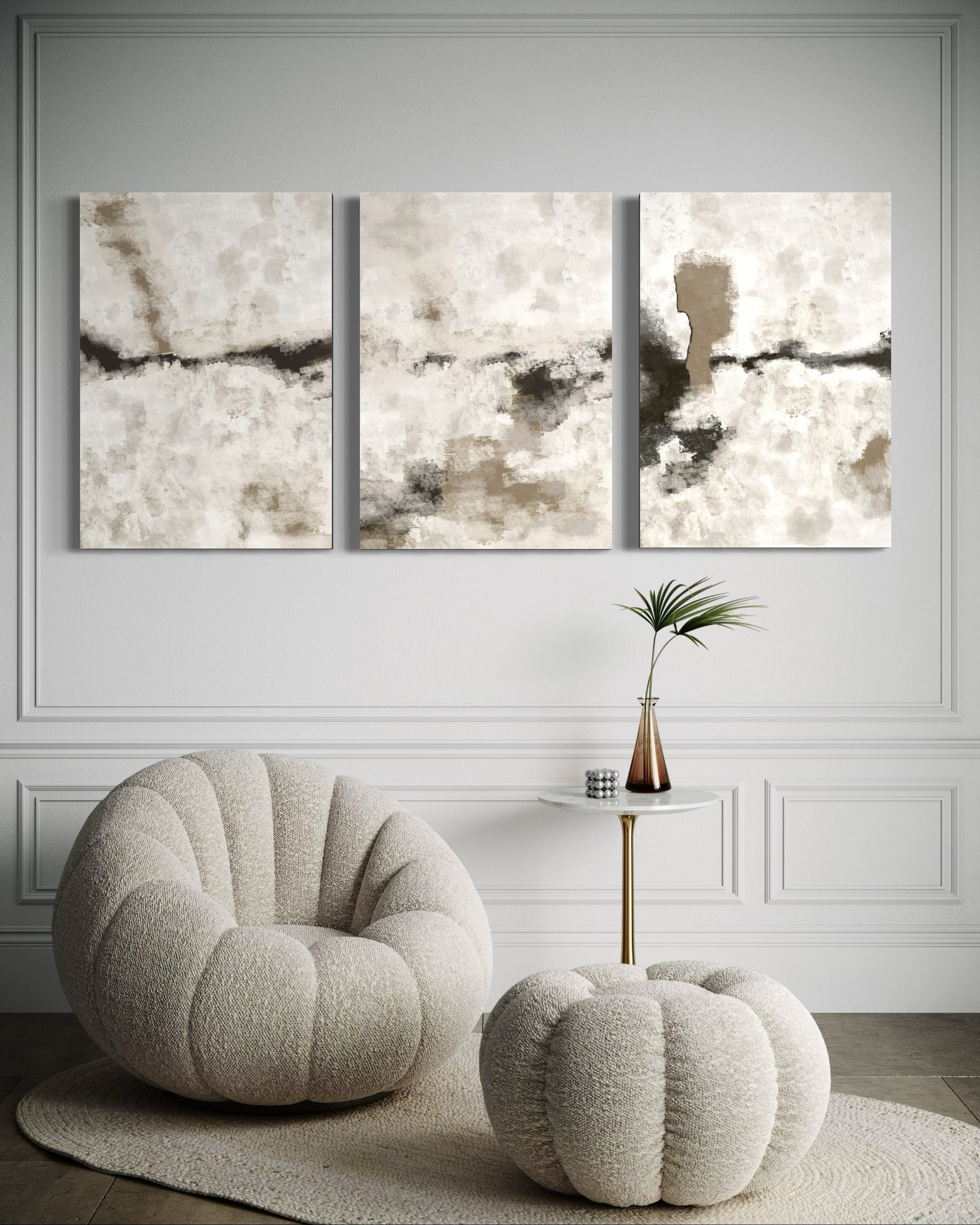 Silver Clouds Set Of 3 Wall Art 